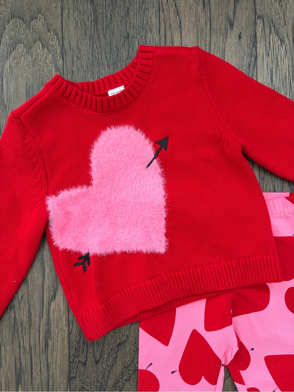 Carter's Bright Red Valentine’s Day Knit Sweater & Leggings Outfit, 12-18 Months